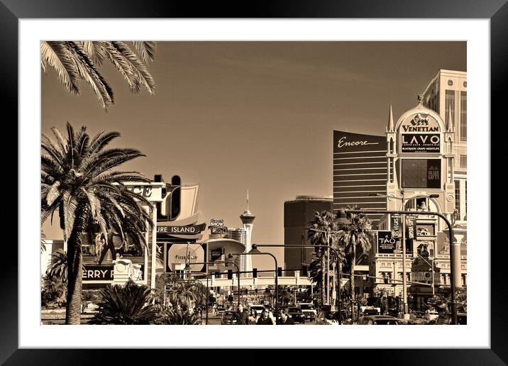 Hotels Las Vegas Strip United States of America Framed Mounted Print by Andy Evans Photos