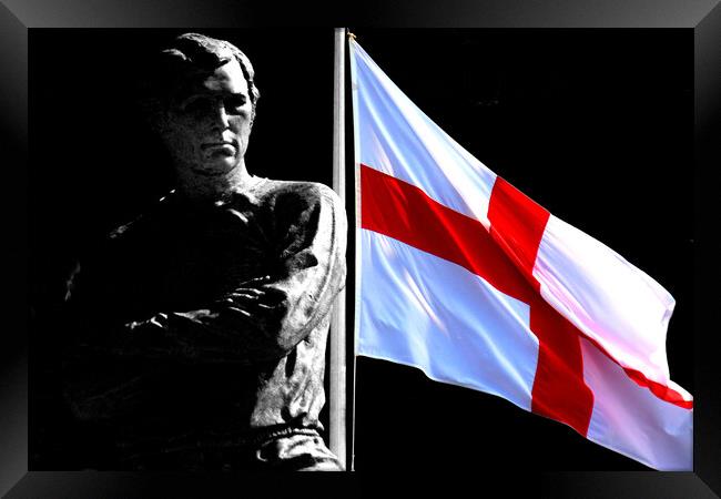 Bobby Moore Statue England Flag Wembley Stadium Framed Print by Andy Evans Photos