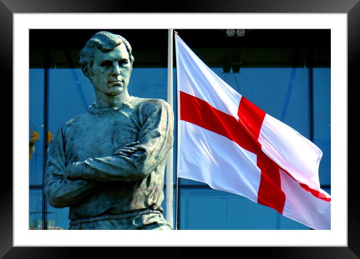 Bobby Moore Statue England Flag Wembley Stadium Framed Mounted Print by Andy Evans Photos