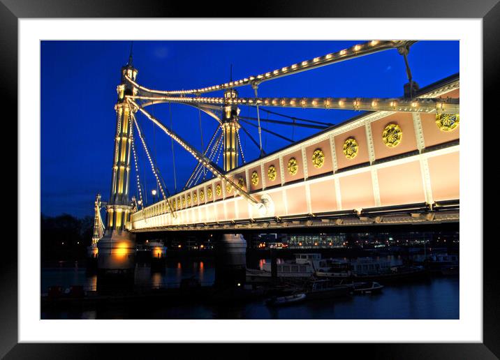 Albert Bridge River Thames London England Framed Mounted Print by Andy Evans Photos