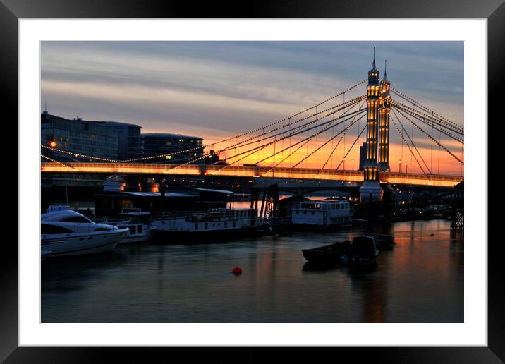 Albert Bridge River Thames London England Framed Mounted Print by Andy Evans Photos
