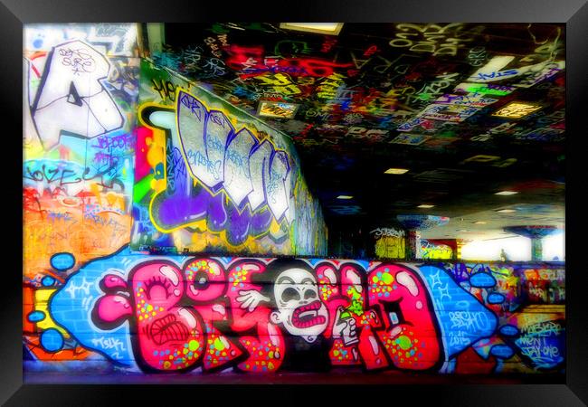 Graffiti Street Art The Undercroft Southbank Skate Park London Framed Print by Andy Evans Photos