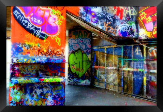 Graffiti Street Art The Undercroft Southbank Skate Park London Framed Print by Andy Evans Photos