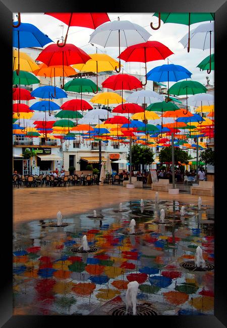 Colorful Umbrellas Torrox Costa Del Sol Spain Framed Print by Andy Evans Photos