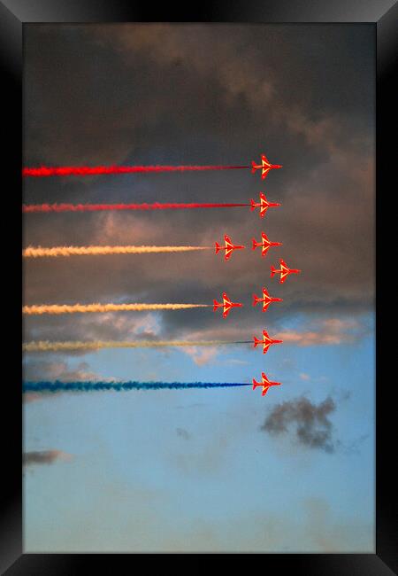 Red Arrows Display Team In Formation Framed Print by Andy Evans Photos