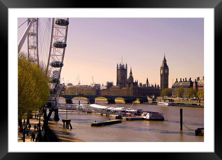 London Cityscape Houses of Parliament England UK Framed Mounted Print by Andy Evans Photos