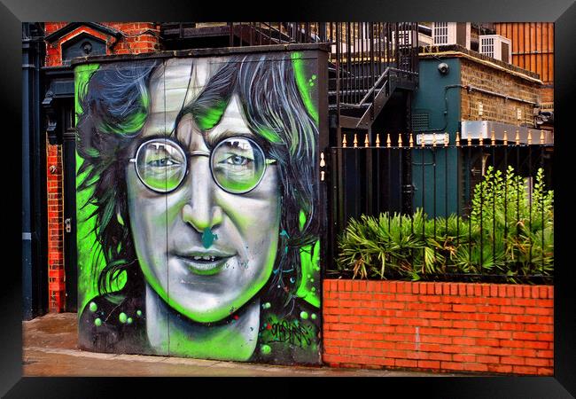 John Lennon Mural Street Art in Camden Town London England Framed Print by Andy Evans Photos