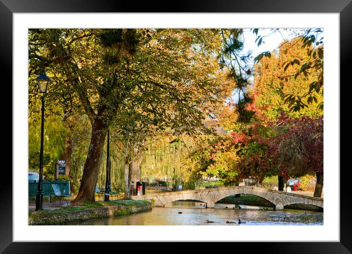 Bourton on the Water Autumn Trees Cotswolds Framed Mounted Print by Andy Evans Photos