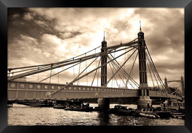 Albert Bridge Chelsea and Battersea London UK Framed Print by Andy Evans Photos