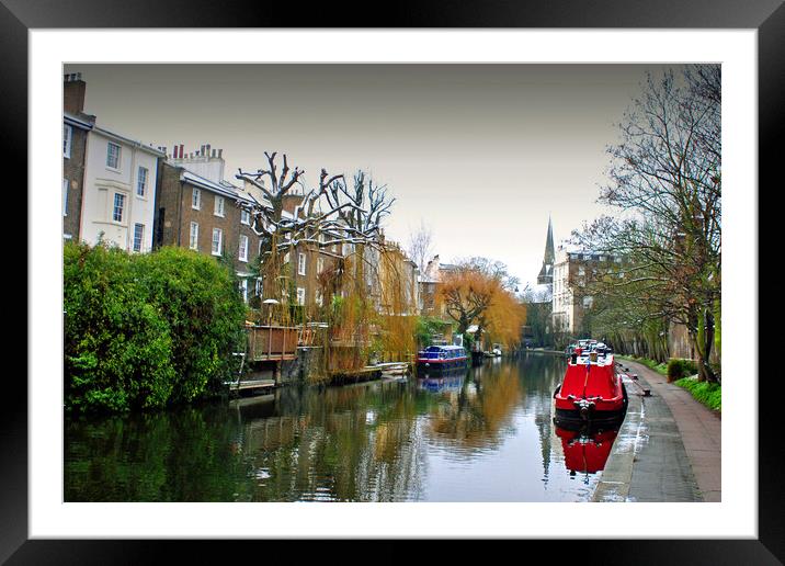 Narrow Boats Regent's Canal Camden London UK Framed Mounted Print by Andy Evans Photos