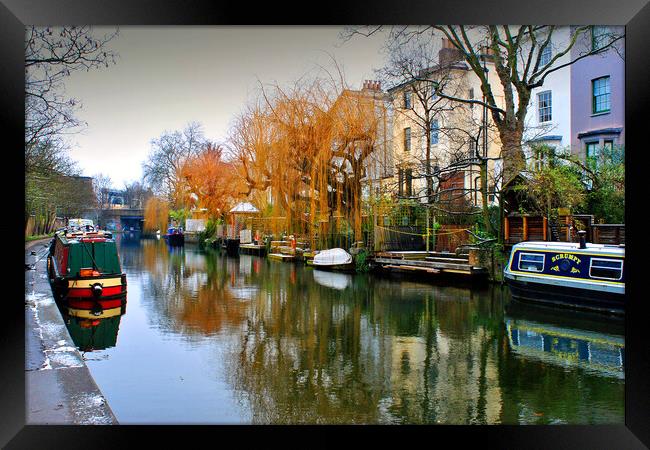 Narrow Boats Regent's Canal Camden London UK Framed Print by Andy Evans Photos