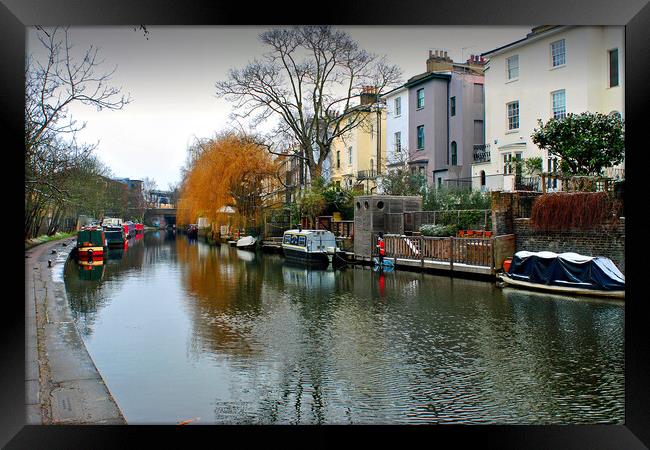 Narrow Boats Regent's Canal Camden London Framed Print by Andy Evans Photos