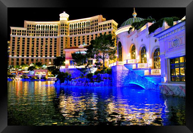 Bellagio Hotel Las Vegas Nevada America USA Framed Print by Andy Evans Photos