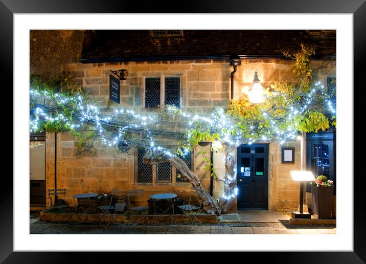 Broadway Christmas Lights Cotswolds Worcestershire Framed Mounted Print by Andy Evans Photos