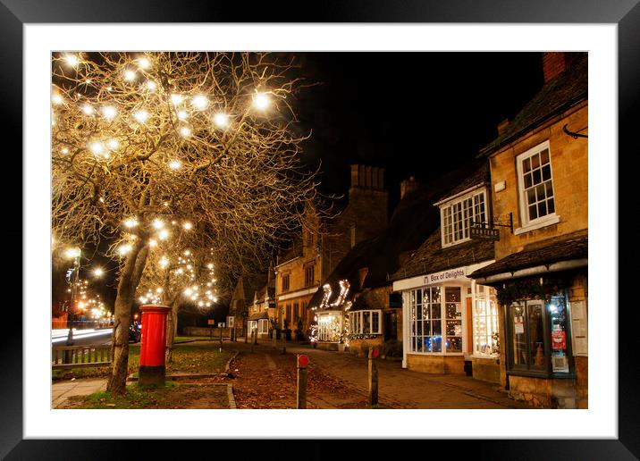 Broadway Christmas Lights Cotswolds Worcestershire Framed Mounted Print by Andy Evans Photos