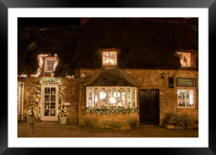 Broadway Christmas Lights Cotswolds Worcestershire Framed Mounted Print by Andy Evans Photos