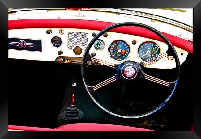 MG A Classic British Sports Car Interior Framed Print by Andy Evans Photos