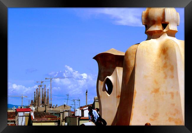 Casa Mila Sagrada Familia Barcelona Spain Framed Print by Andy Evans Photos