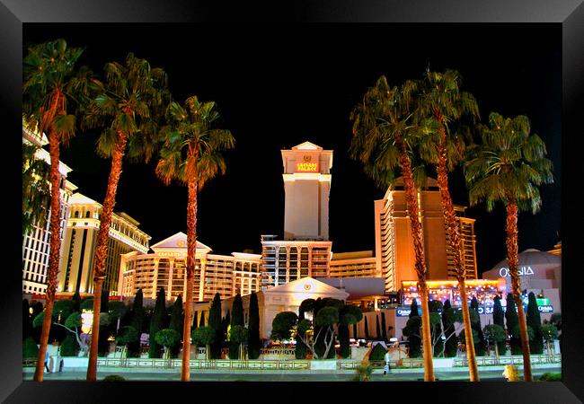 The Majestic Caesars Palace at Night Framed Print by Andy Evans Photos