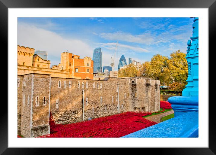 Tower of London Red Poppies England UK Framed Mounted Print by Andy Evans Photos