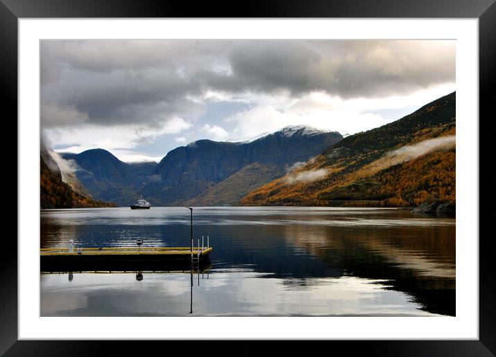 Aurlandsfjord Flam Norwegian Fjord Norway Framed Mounted Print by Andy Evans Photos