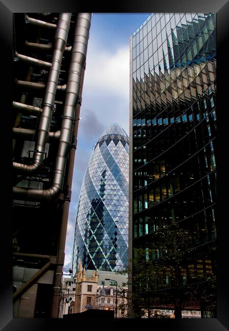 30 St Mary Axe The Gherkin Lloyds and Willis Building Framed Print by Andy Evans Photos
