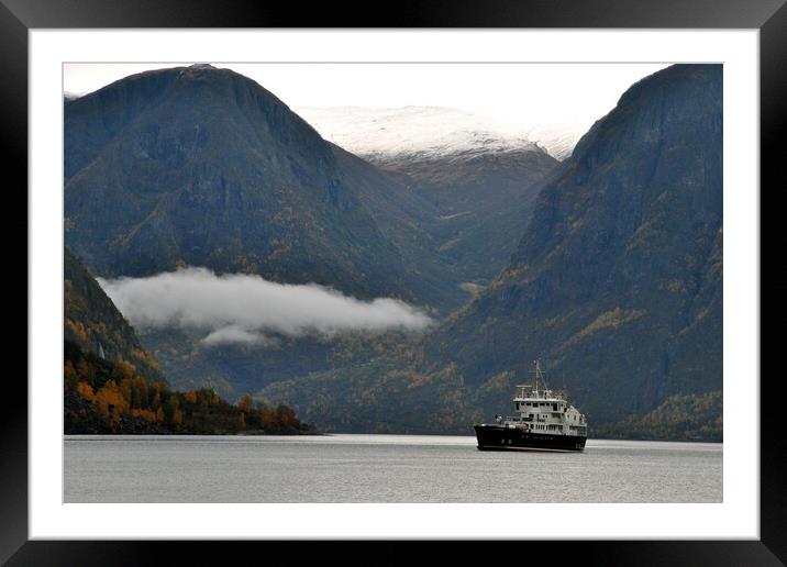 Aurlandsfjord Flam Norwegian Fjord Norway Framed Mounted Print by Andy Evans Photos