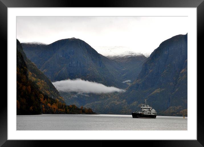Aurlandsfjord Flam Norwegian Fjord Norway Framed Mounted Print by Andy Evans Photos