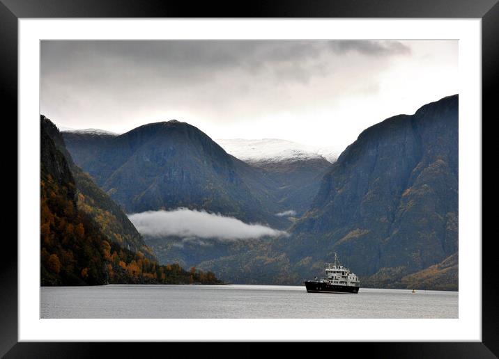 Aurlandsfjord Flam Norwegian Fjord Norway Framed Mounted Print by Andy Evans Photos