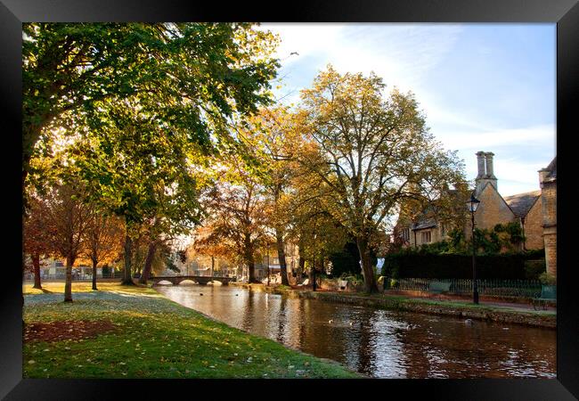 Bourton on the Water Autumn Trees Cotswolds UK Framed Print by Andy Evans Photos