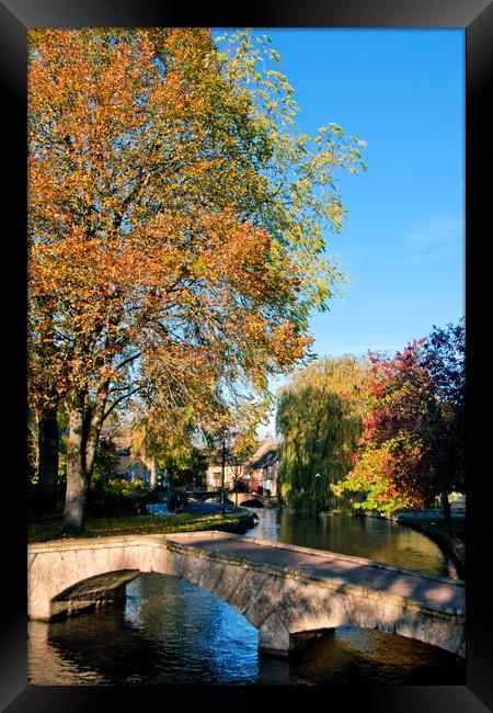 Bourton on the Water Autumn Trees Cotswolds UK Framed Print by Andy Evans Photos