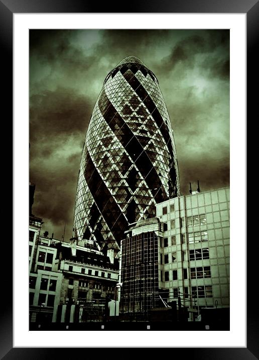 30 St Mary Axe The Gherkin London England United K Framed Mounted Print by Andy Evans Photos