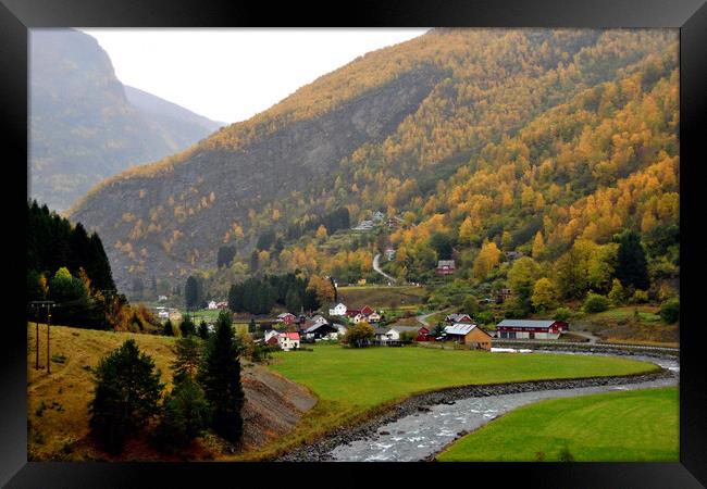 Flamsdalen Flam Valley Norway Scandinavia  Framed Print by Andy Evans Photos