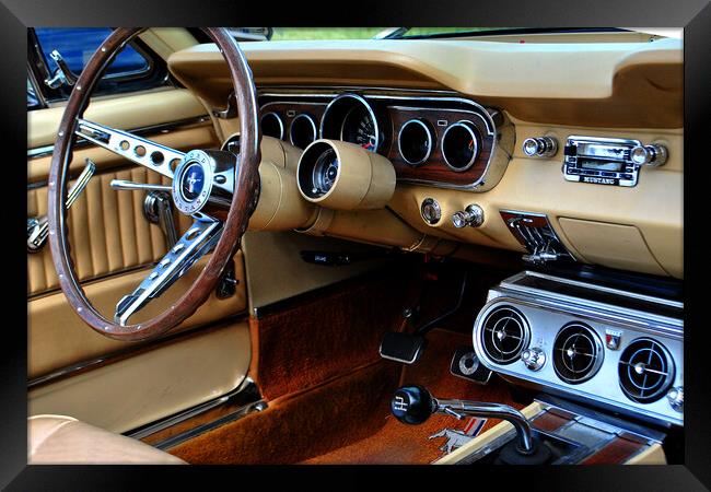 Ford Mustang Sports Car Interior Framed Print by Andy Evans Photos