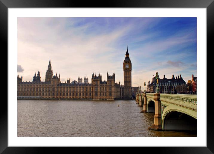 Quintessential Thames Vista: Westminster's Icons Framed Mounted Print by Andy Evans Photos