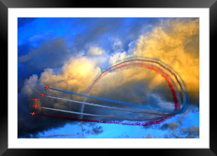 Red Arrows Display Team In Formation Framed Mounted Print by Andy Evans Photos