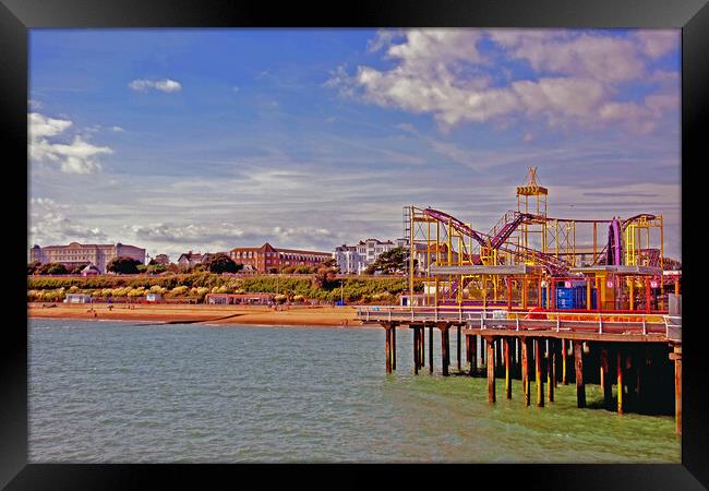 Clacton On Sea Pier And Beach Essex UK Framed Print by Andy Evans Photos