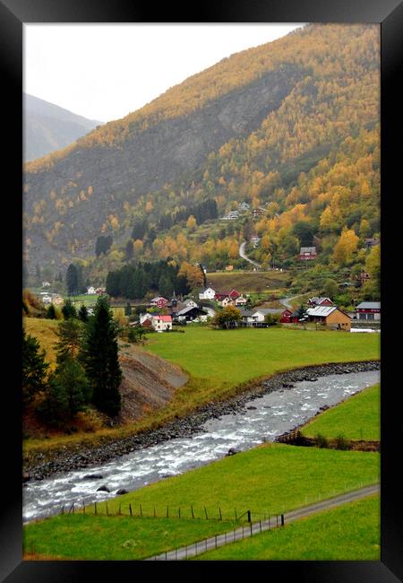 Flamsdalen Valley Flam Norway Scandinavia Framed Print by Andy Evans Photos