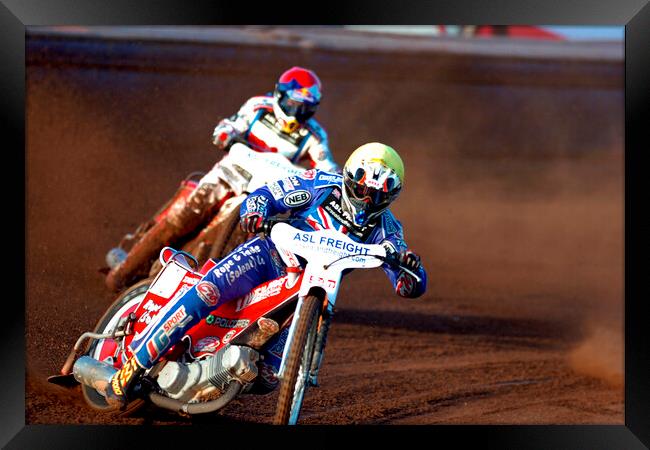 Great Britain Speedway Motorcycle Action Framed Print by Andy Evans Photos