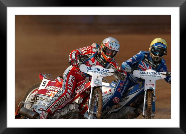 Great Britain Speedway Motorcycle Action Framed Mounted Print by Andy Evans Photos