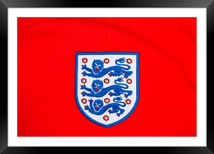 England Three Lions red football shirt badge Framed Mounted Print by Andy Evans Photos