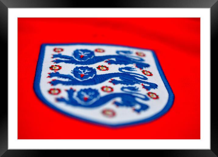 England Three Lions red football shirt badge Framed Mounted Print by Andy Evans Photos