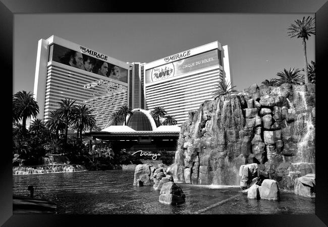 Waterfall at the Mirage hotel and casino resort La Framed Print by Andy Evans Photos