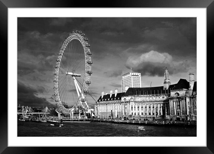 London Eye South Bank River Thames UK Framed Mounted Print by Andy Evans Photos