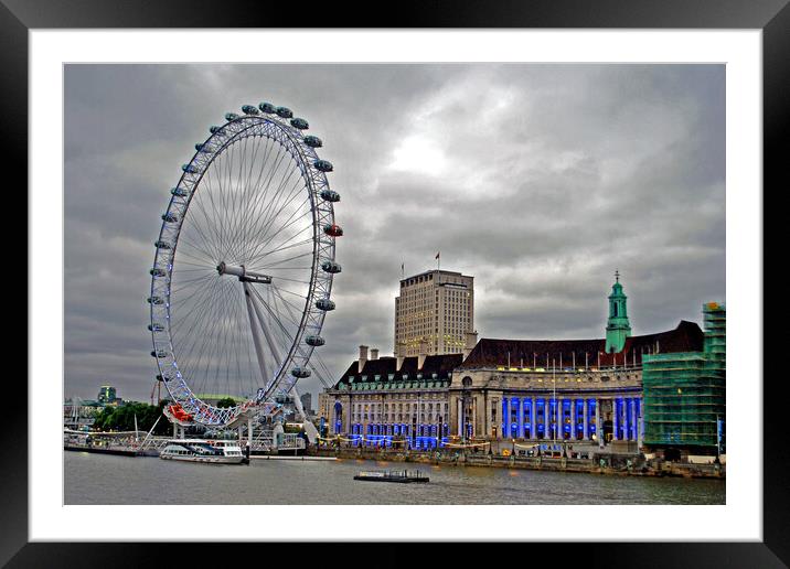 London Eye South Bank River Thames UK Framed Mounted Print by Andy Evans Photos