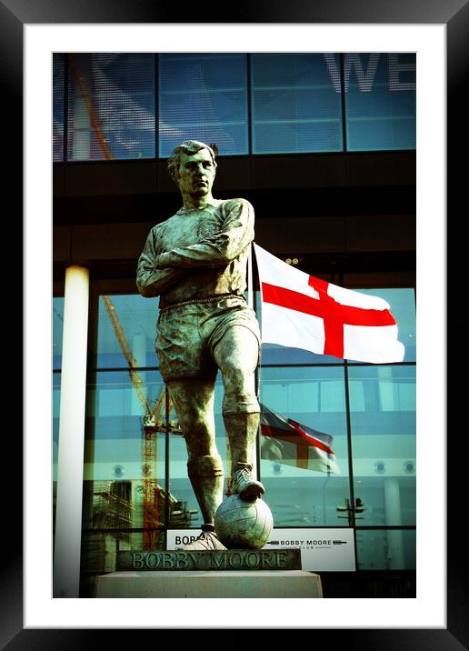 Bobby Moore Statue England Flag Wembley Stadium Framed Mounted Print by Andy Evans Photos