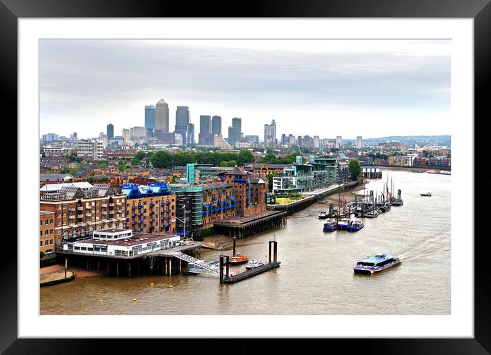 London Skyline Canary Wharf River Thames Framed Mounted Print by Andy Evans Photos
