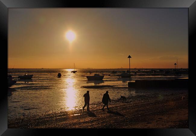 Sunset over Thorpe Bay beach Southend on Sea Framed Print by Andy Evans Photos