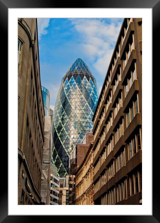 30 St Mary Axe The Gherkin London Framed Mounted Print by Andy Evans Photos
