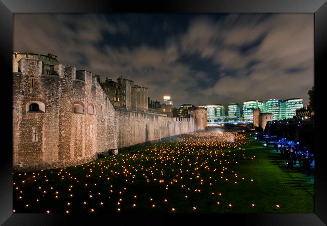 Tower Of London Torch Lit Candles Lanterns Framed Print by Andy Evans Photos